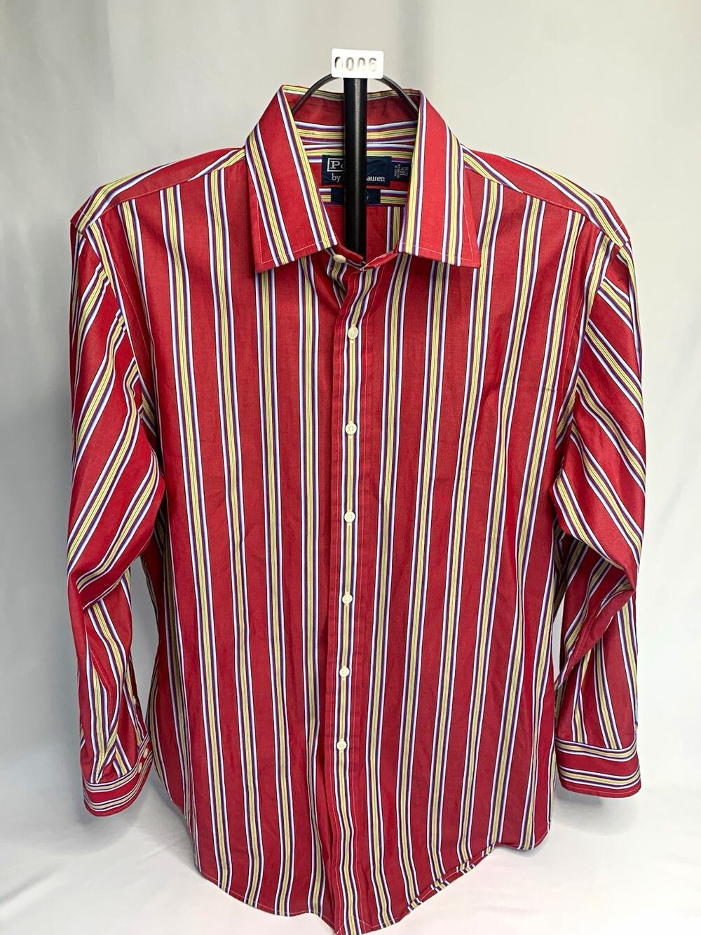 Polo by Ralph Lauren Curham Custom Fit Red Striped Woven Cotton LS Button-Up XL